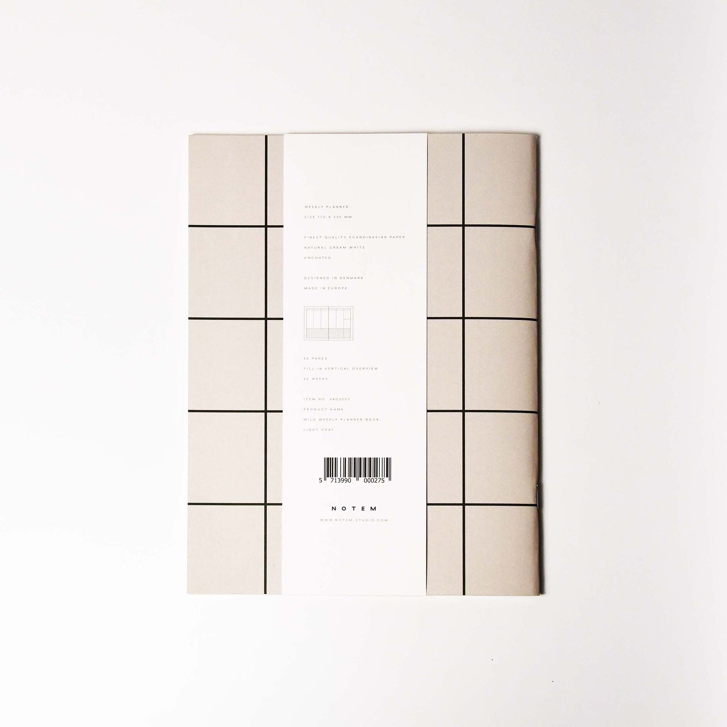 [NOTEM] MILO ミロ ウィークリープランナーノート - ライトグレー