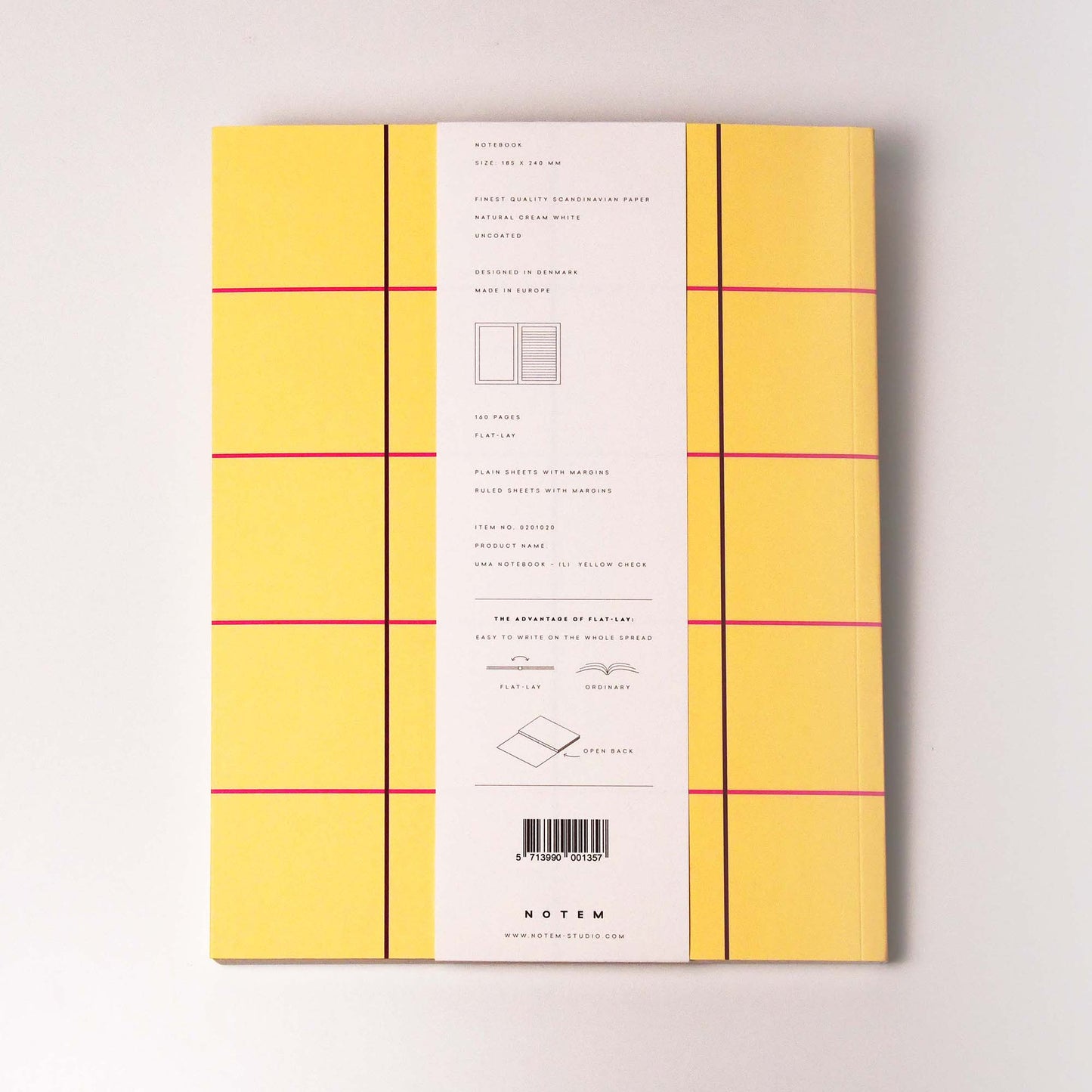 [NOTEM] UMA フラット ノート ラージ - イエローチェック